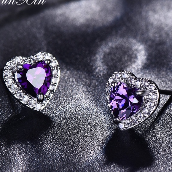 New black/purple,black/pink stud earrings - Picture 5 of 12